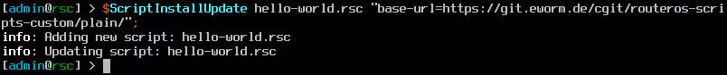 screenshot: install custom script