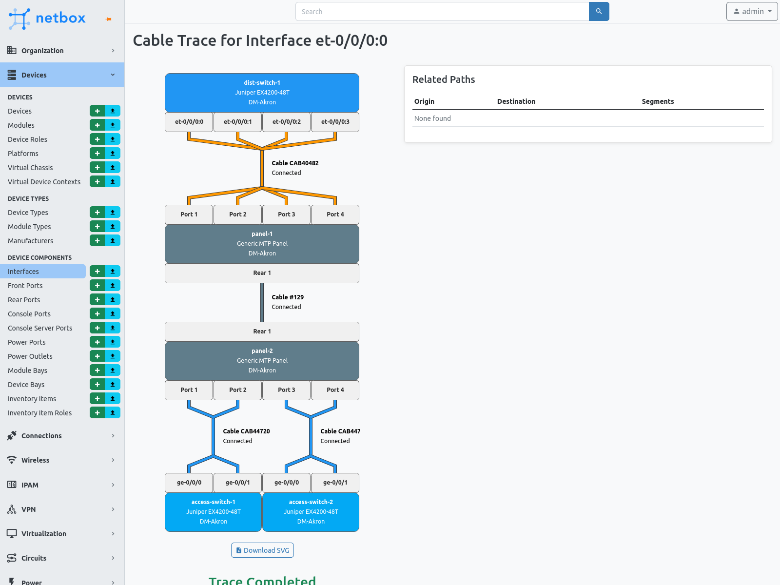 Cable trace